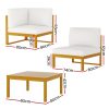 4-Seater Outdoor Sofa Set Wooden Lounge Setting 5PCS