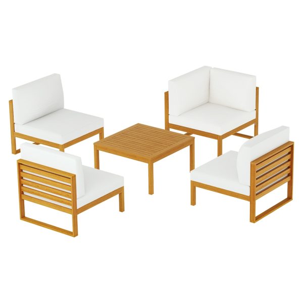 4-Seater Outdoor Sofa Set Wooden Lounge Setting 5PCS