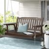 Porch Swing Chair with Chain Garden Bench Outdoor Furniture Wooden – Brown