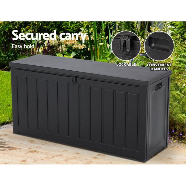 Outdoor Storage Box 240L Container Lockable Garden Bench Tool Shed Black