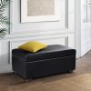 Storage Ottoman Blanket Box 80cm Leather Black