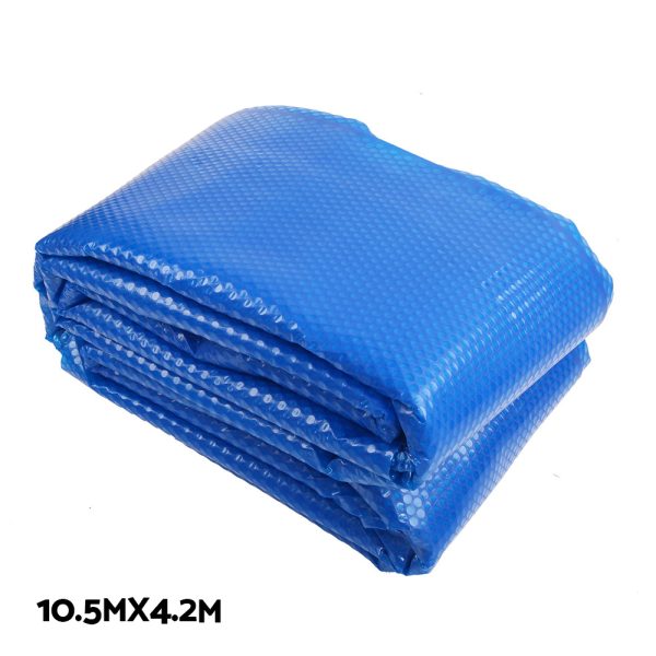 Aquabuddy Pool Cover 500 Micron 10.5×4.2m Silver Swimming Pool Solar Blanket 5.5m Blue Roller