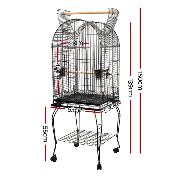 Large Bird Cage with Perch – Black – Type 1