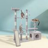 i.Pet Cat Tree 135cm Tower Scratching Post Scratcher Wood Condo House Toys Grey