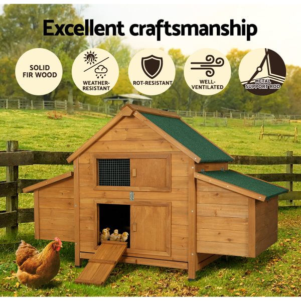 Chicken Coop Rabbit Hutch 150cm x 68cm x 96cm Large House Run Cage Wooden Outdoor Pet Enclosure