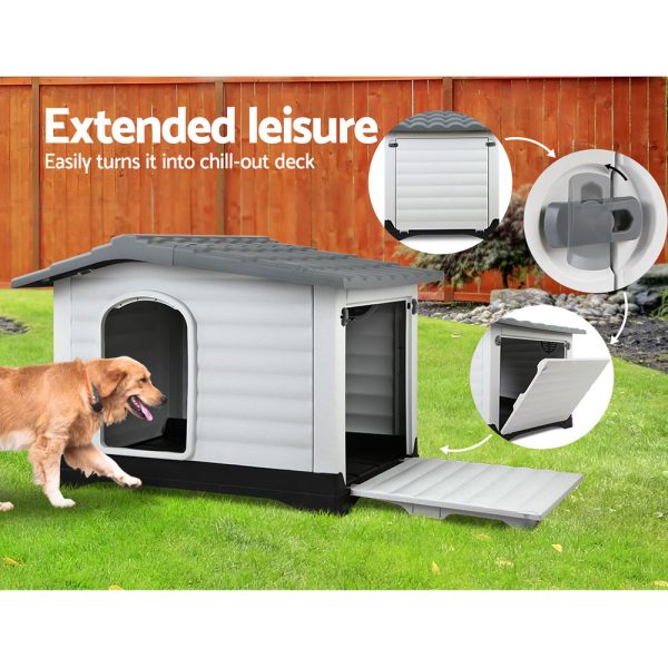 Dog Kennel Kennels Outdoor Plastic Pet House Puppy Extra Large XL Outside – Grey