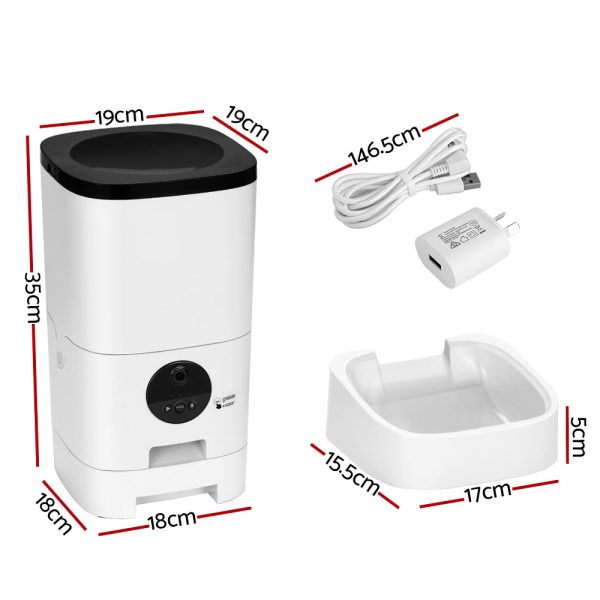 Automatic Pet Feeder 6L Wifi Camera Dog Cat Smart Food Dispenser Timer