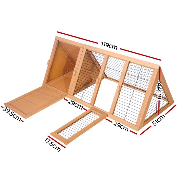 Rabbit Hutch 119cm x 51cm x 44cm Chicken Coop Large Run Wooden Cage Outdoor