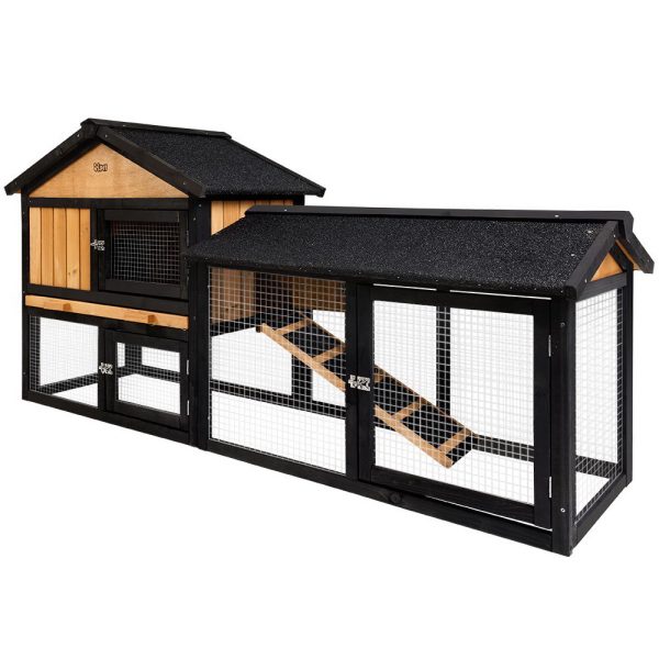 Chicken Coop Rabbit Hutch 165cm x 43cm x 86cm Extra Large Run House Cage Wooden Outdoor