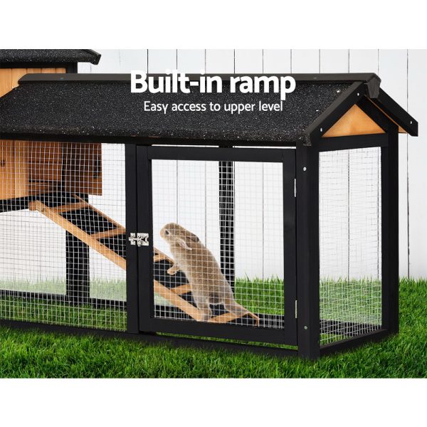 Chicken Coop Rabbit Hutch 165cm x 43cm x 86cm Extra Large Run House Cage Wooden Outdoor