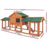 Chicken Coop Rabbit Hutch 220cm x 44cm x 84cm Large Run Wooden Outdoor Bunny Cage House