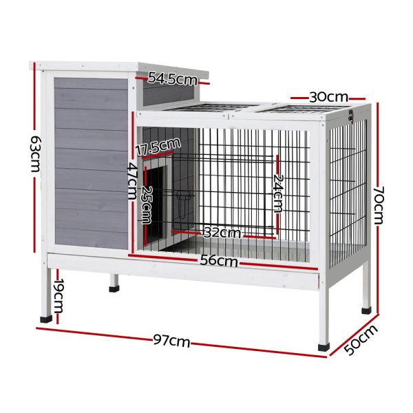 Rabbit Hutch 97cm x 49cm x 86cm Chicken Coop Large Run Wooden Outdoor Cage House