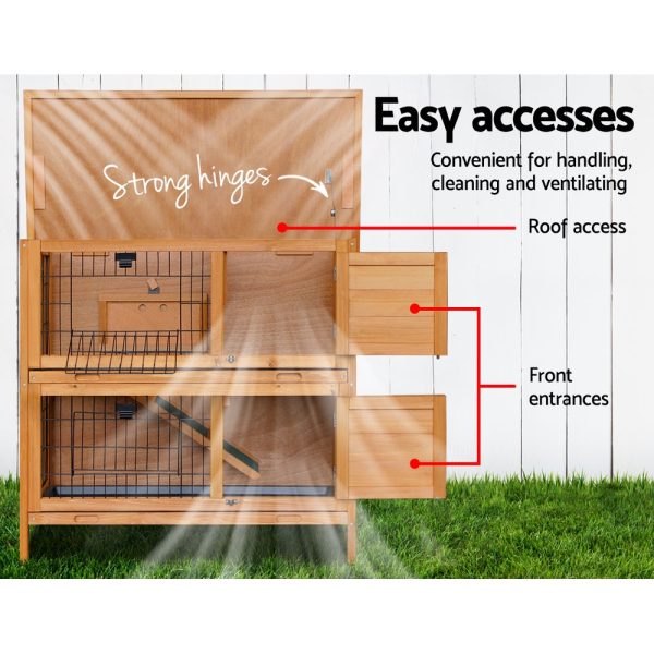 Rabbit Hutch 91.5cm x 45cm x 82cm Chicken Coop Large Wooden House Run Cage Pet Bunny