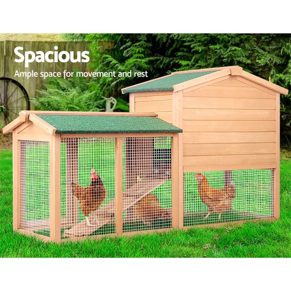 Chicken Coop Rabbit Hutch 138cm x 44cm x 85cm Large House Run Cage Wooden Outdoor