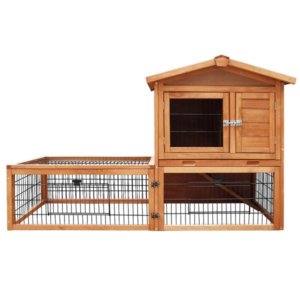 Chicken Coop 155cm x 49cm x 90cm Rabbit Hutch Large Run Wooden Cage House Outdoor