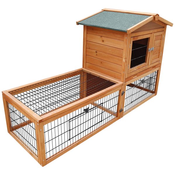 Chicken Coop 155cm x 49cm x 90cm Rabbit Hutch Large Run Wooden Cage House Outdoor