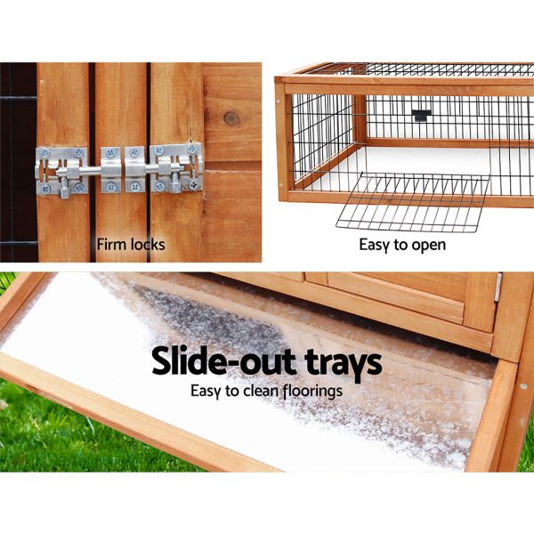 Chicken Coop 155cm x 49cm x 90cm Rabbit Hutch Large Run Wooden Cage House Outdoor