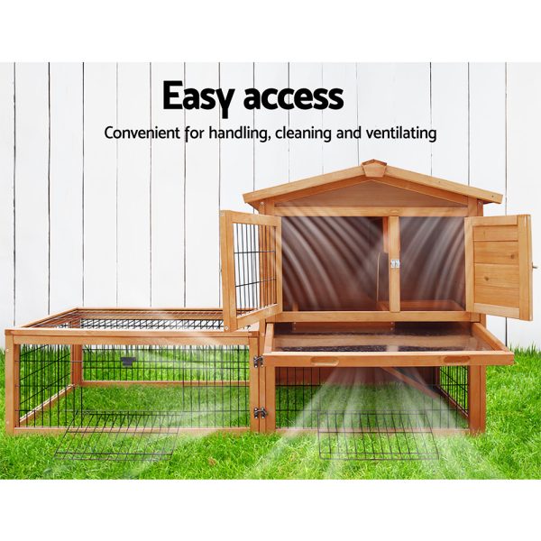 Chicken Coop 155cm x 49cm x 90cm Rabbit Hutch Large Run Wooden Cage House Outdoor