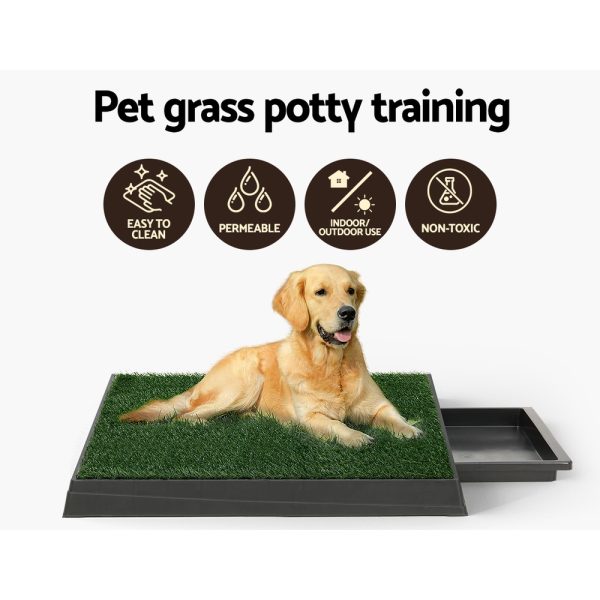 Pet Training Pad Dog Potty Toilet Large Portable With Tray Grass 2 Mats