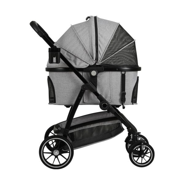 Pet Stroller Dog Pram Large Cat Carrier Travel Pushchair 4 Wheels Foldable