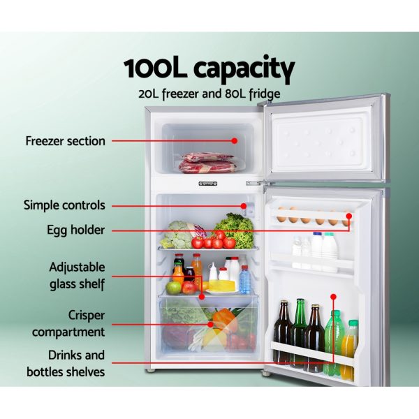 Portable Fridge Bar Freezer Cooler Upright 12V/24V/240V Caravan Car Silver – 100 L