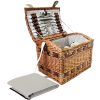 4 Person Picnic Basket Baskets Wicker Deluxe Outdoor Insulated Blanket – Brown