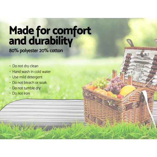 4 Person Picnic Basket Baskets Wicker Deluxe Outdoor Insulated Blanket – Brown