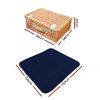 4 Person Picnic Basket Wicker Set Baskets Outdoor Insulated Blanket – Navy Blue