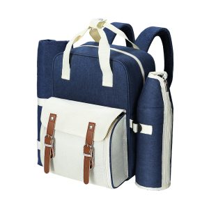 Picnic Basket Backpack Set Cooler Bag 4 Person Outdoor Liquor