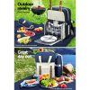 Picnic Basket Backpack Set Cooler Bag 4 Person Outdoor Liquor – Blue and White