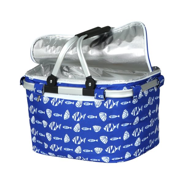 Folding Picnic Bag Basket Cooler Hamper Camping Hiking Insulated Lunch – Blue