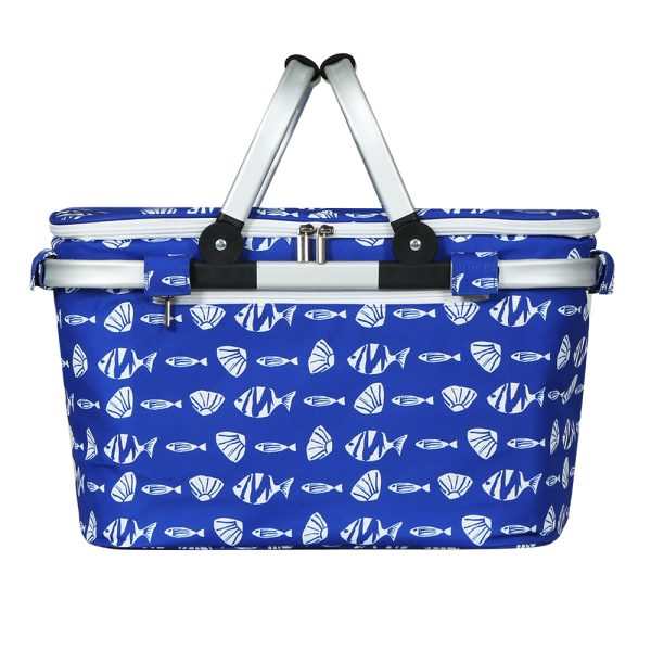 Folding Picnic Bag Basket Cooler Hamper Camping Hiking Insulated Lunch – Blue