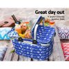 Folding Picnic Bag Basket Cooler Hamper Camping Hiking Insulated Lunch – Blue