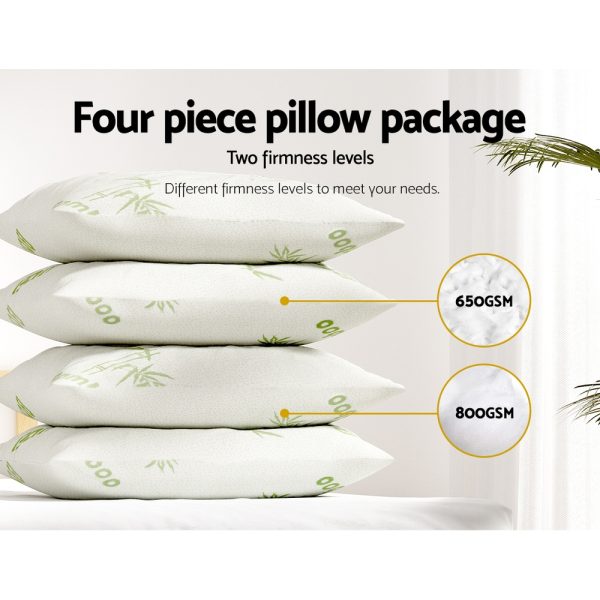 4 Pack Bamboo Pillow Family Hotel