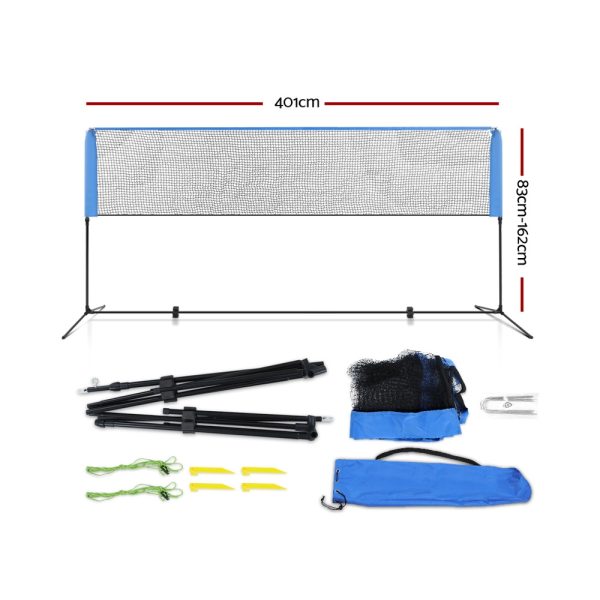 Portable Sports Net Stand Badminton Volleyball Tennis Soccer Blue – 401x103x162 cm