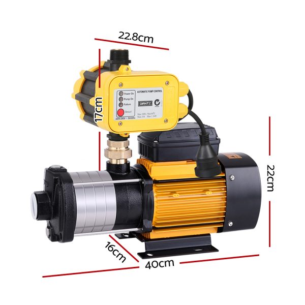 Multi Stage Water Pump Pressure Rain Tank Garden Farm House Irrigation 2000W Yellow Controller