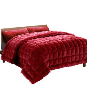 Bedding Faux Mink Quilt Burgundy – SUPER KING