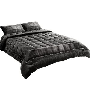 Bedding Faux Mink Quilt Charcoal – SUPER KING