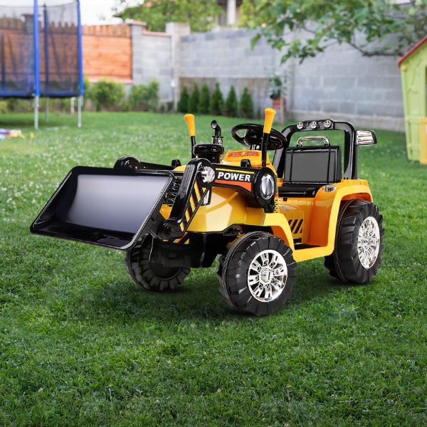 Kids Electric Ride On Car Bulldozer Digger Loader Remote 6V Yellow