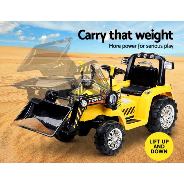 Kids Electric Ride On Car Bulldozer Digger Loader Remote 6V Yellow