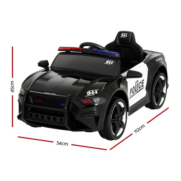 Kids Ride On Car Electric Patrol Police Cars Battery Powered Toys 12V – Black