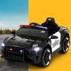 Kids Ride On Car Electric Patrol Police Cars Battery Powered Toys 12V – Black