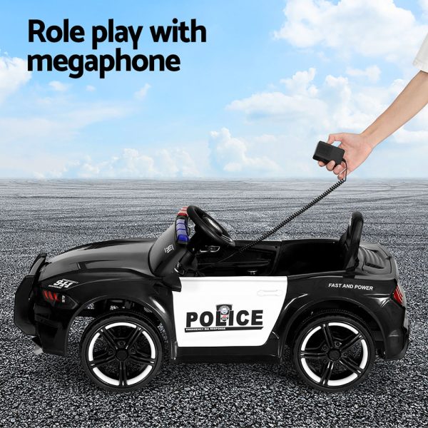 Kids Ride On Car Electric Patrol Police Cars Battery Powered Toys 12V – Black