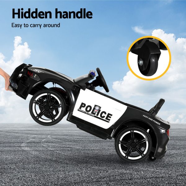 Kids Ride On Car Electric Patrol Police Cars Battery Powered Toys 12V – Black