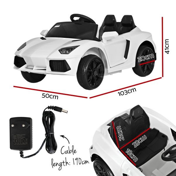 Kids Ride On Car Outdoor Electric Toys Battery Remote Control MP3 12V – White