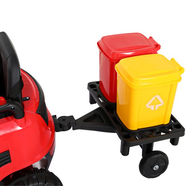 Kids Ride On Car Street Sweeper Truck w/Rotating Brushes Garbage Cans – Red