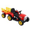 Ride On Car Tractor Trailer Toy Kids Electric Cars 12V Battery – Red