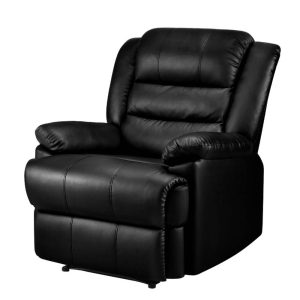 Recliner Chair Leather Black Cissy