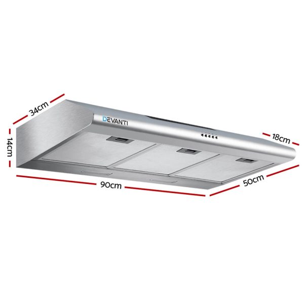 Fixed Range Hood Rangehood Stainless Steel Kitchen Canopy – 90 cm