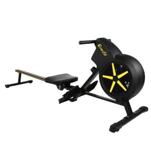 Rowing Exercise Machine Rower Resistance Fitness Home Gym Cardio Air – Black